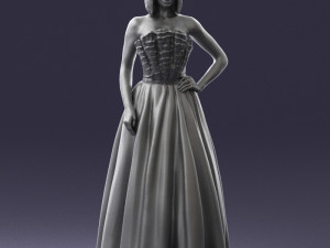 girl in dress 0149 3d print ready Modelo de Impressão 3D