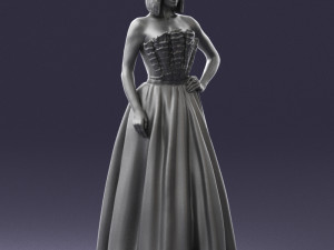 girl in dress 0149 3d print ready Modelo de Impressão 3D