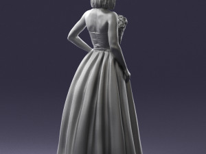 girl in dress 0149 3d print ready Modelo de Impressão 3D