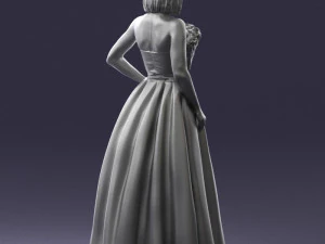 000483 Elegant Woman in Evening Dress 3D Print Model