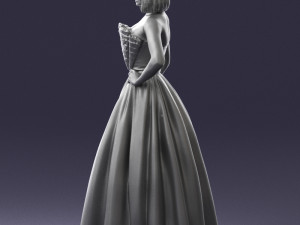 girl in dress 0149 3d print ready Modelo de Impressão 3D