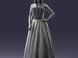 girl in dress 0149 3d print ready Modelo de Impressão 3D