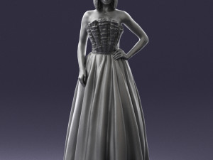 girl in dress 0149 3d print ready Modelo de Impressão 3D