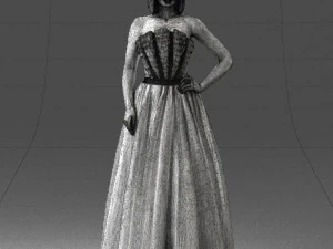 000483 Elegant Woman in Evening Dress 3D Print Model