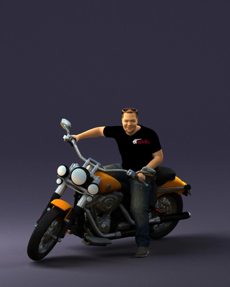 000476 Man Riding Motorcycle 3D Model .c4d .max .obj .3ds .fbx .stl .blend 