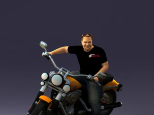 000476 Man Riding Motorcycle 3D Model