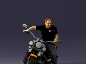 000476 Man Riding Motorcycle 3D Model