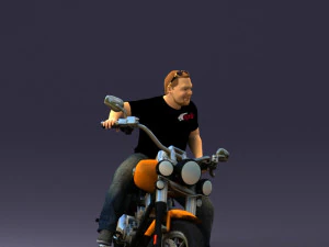 000476 Man Riding Motorcycle 3D Model