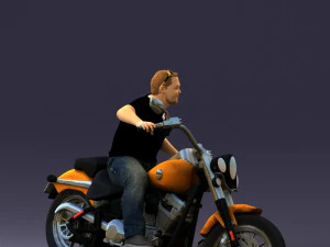 000476 Man Riding Motorcycle 3D Model