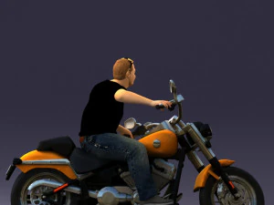 000476 Man Riding Motorcycle 3D Model
