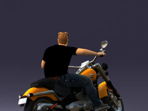 000476 Man Riding Motorcycle 3D Model