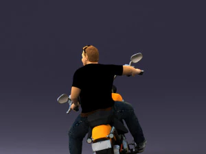 000476 Man Riding Motorcycle 3D Model