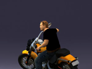 000476 Man Riding Motorcycle 3D Model