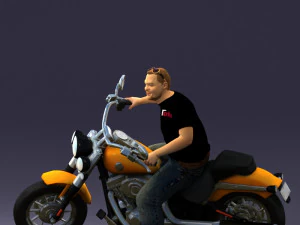 000476 Man Riding Motorcycle 3D Model