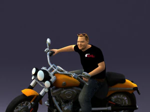 000476 Man Riding Motorcycle 3D Model