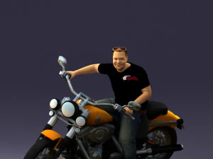 000476 Man Riding Motorcycle 3D Model