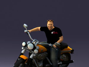 000476 Man Riding Motorcycle 3D Model