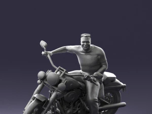 000476 Man Riding Motorcycle 3D Model