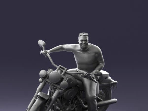 000476 Man Riding Motorcycle 3D Model