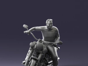 000476 Man Riding Motorcycle 3D Model
