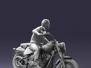 000476 Man Riding Motorcycle 3D Model