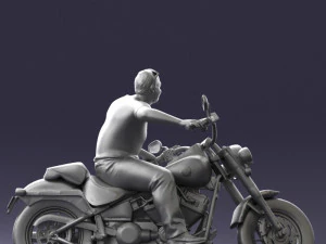 000476 Man Riding Motorcycle 3D Model