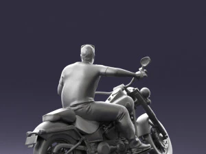 000476 Man Riding Motorcycle 3D Model
