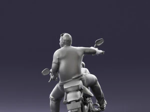000476 Man Riding Motorcycle 3D Model