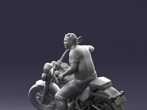 000476 Man Riding Motorcycle 3D Model