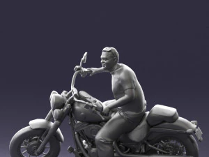 000476 Man Riding Motorcycle 3D Model
