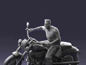 000476 Man Riding Motorcycle 3D Model