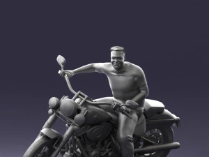 000476 Man Riding Motorcycle 3D Model