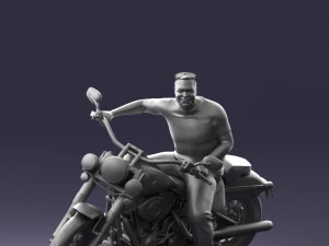 000476 Man Riding Motorcycle 3D Model