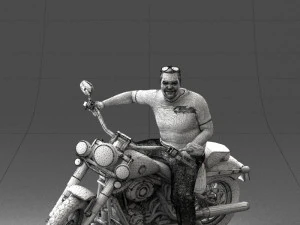 000476 Man Riding Motorcycle 3D Model