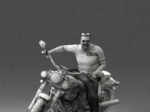 000476 Man Riding Motorcycle 3D Model