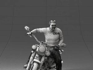 000476 Man Riding Motorcycle 3D Model