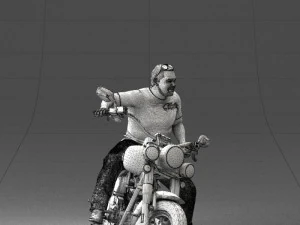 000476 Man Riding Motorcycle 3D Model