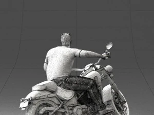 000476 Man Riding Motorcycle 3D Model