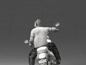000476 Man Riding Motorcycle 3D Model