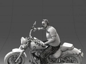 000476 Man Riding Motorcycle 3D Model