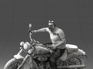 000476 Man Riding Motorcycle 3D Model