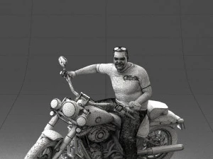 000476 Man Riding Motorcycle 3D Model
