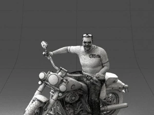 000476 Man Riding Motorcycle 3D Model