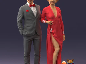 uomo donna e cane 0144 Modello 3D