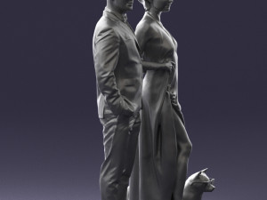 man woman and dog 0144 Model 3D