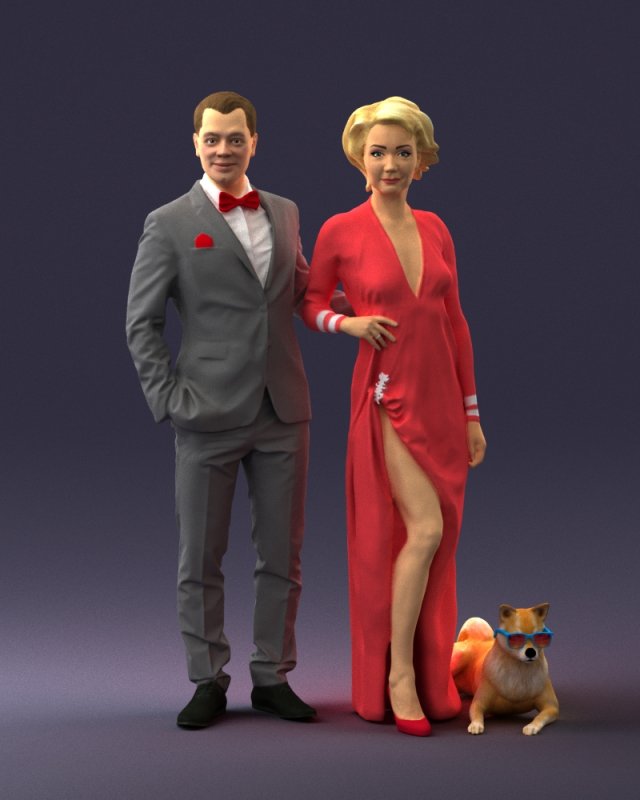 man woman and dog 0144 3d print ready 3D Print Model .c4d .max .obj .3ds .fbx .stl .blend 