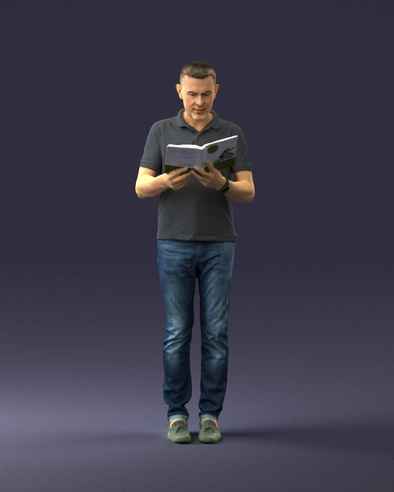 000480 Man with Book 3D Model .c4d .max .obj .3ds .fbx .stl .blend 