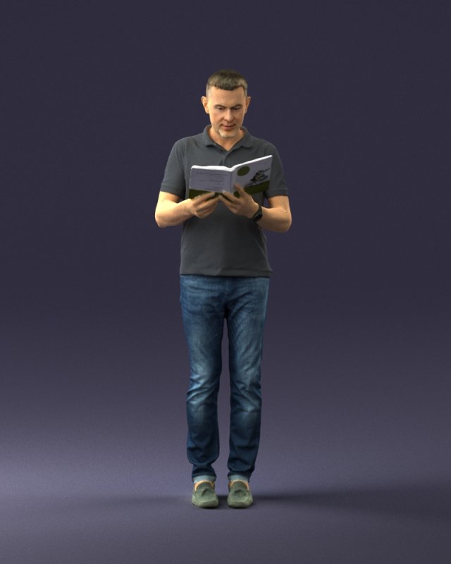 man with book 0146 3d print ready Modello di stampa 3D .c4d .max .obj .3ds .fbx .stl .blend 