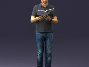 mężczyzna z książką 0146 gotowy do druku 3D Model do druku 3D