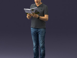 man with book 0146 3d print ready Modello di stampa 3D